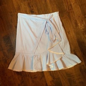 Bloomingdale’s blue seersucker ruffle skirt